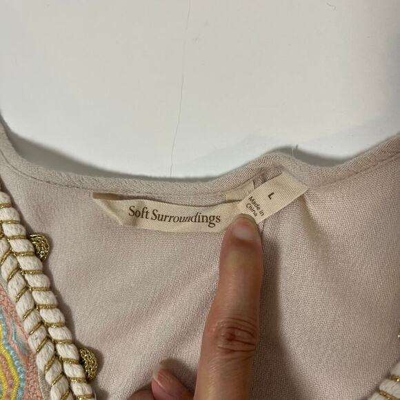 Soft Surroundings Clementine Tassel Tunic Blouse Size Large Pastel Artsy Boho - Picture 5 of 11